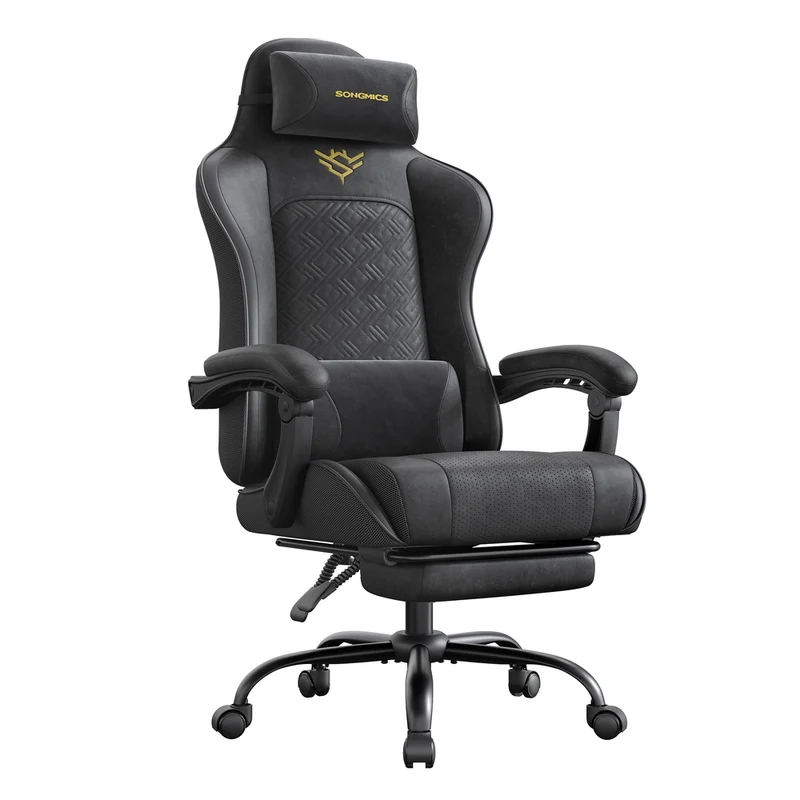 Silla gaming ergonómica con reposapiés y reposabrazos