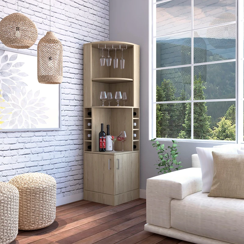 Mueble esquinero Pekin con cubiculos para vino