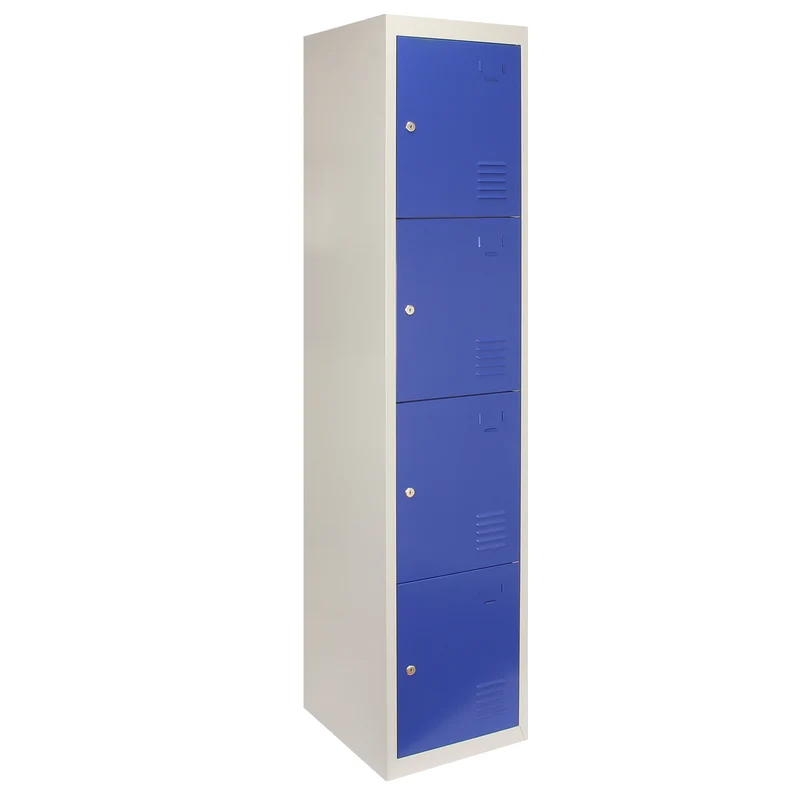 Taquilla para Ensamblar con 4 Puertas Azules de Acero