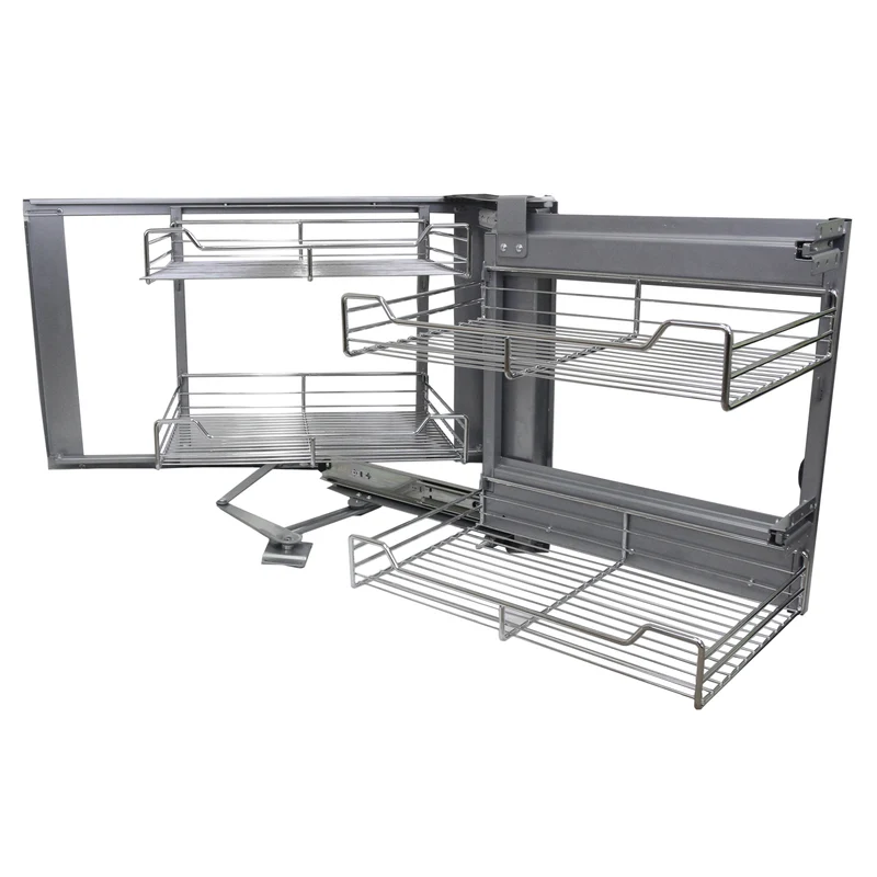 Cestos de Acero Inoxidable para Mueble de Rincón Ciego 90-100cm, Mano Derecha