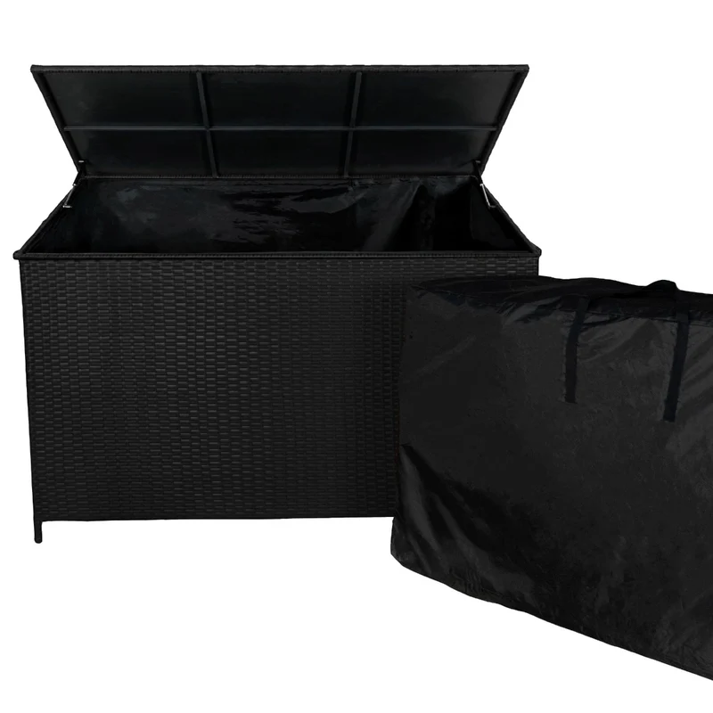 Caja de Almacenamiento de Ratán 582L - Negro