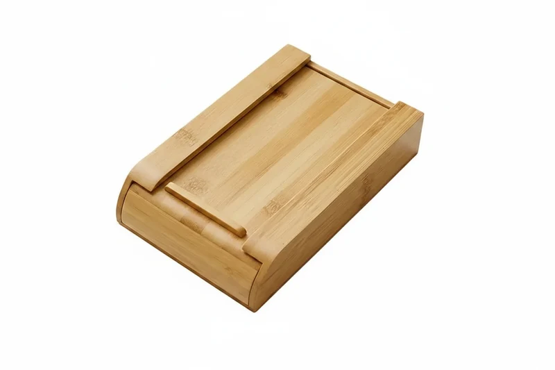 Cajón Oculto Bajo Escritorio de Bambú y Nogal | Organizador Natural