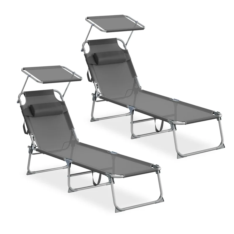 Tumbonas Plegables con Cojines y Respaldo Ajustable