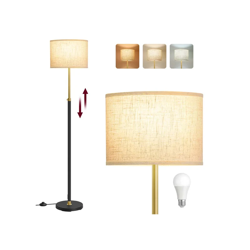 Lámpara de pie moderna de tela con altura regulable para salón