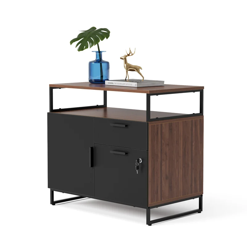 Executive Standing Desk File Cabinet with Lock