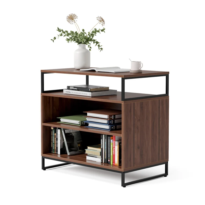 Executive Standing Desk File Cabinet with Open Storage