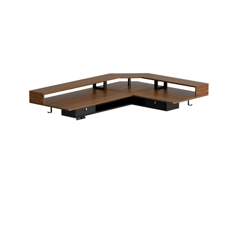 L-shaped Desktop with Monitor Multi-Storage