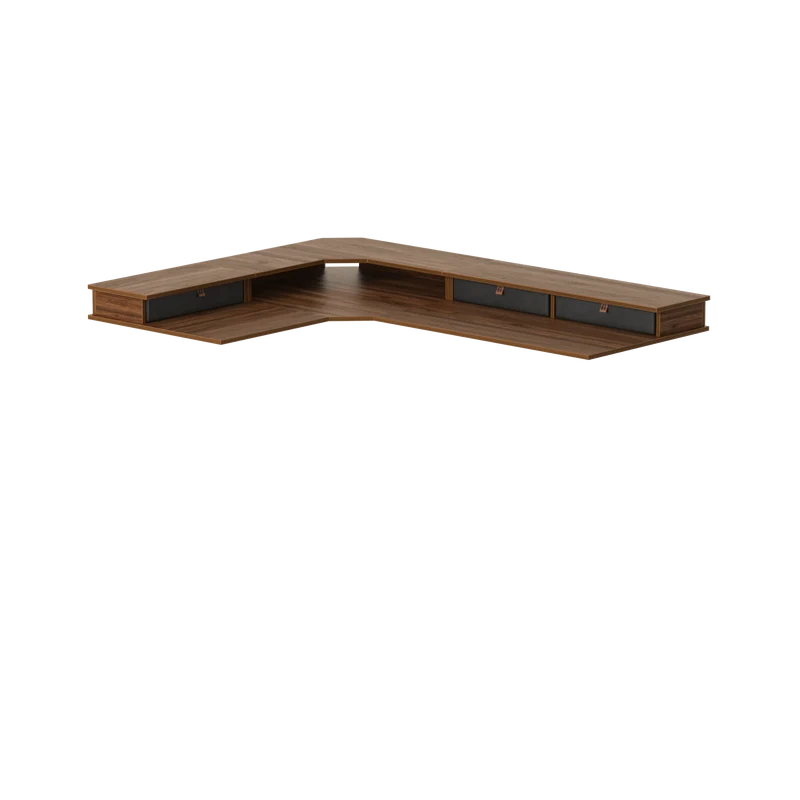Reversible L-shaped Desktop with Upper Drawers