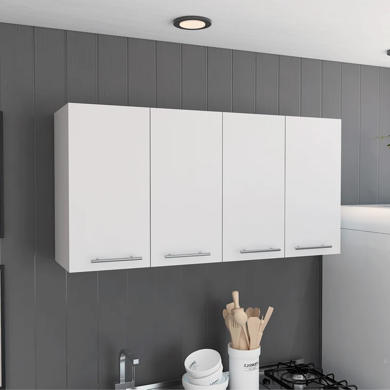 Mueble de Pared para Cocina 120, con estante para platos, Blanco