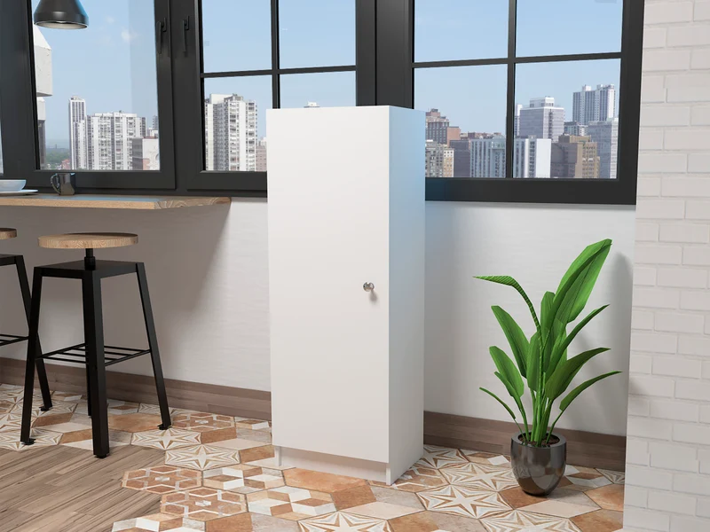 Aparador Belleria, Estilo Minimalista con 4 Estantes y Diseño Compacto, Blanco