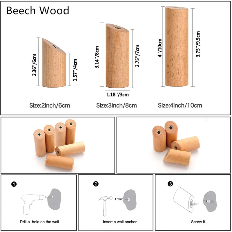 Percheros de madera montados en la pared