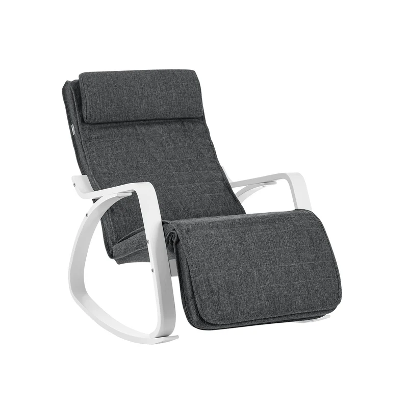 Silla Mecedora en Madera de Abedul Gris Oscuro