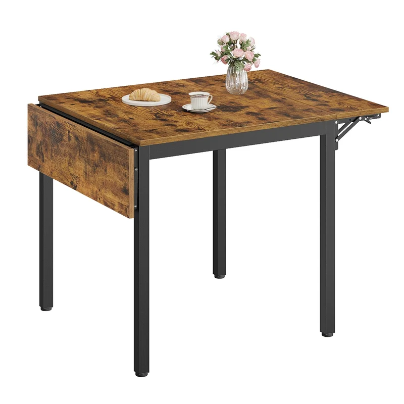 Mesa de Comedor Marrón Rústico y Negro
