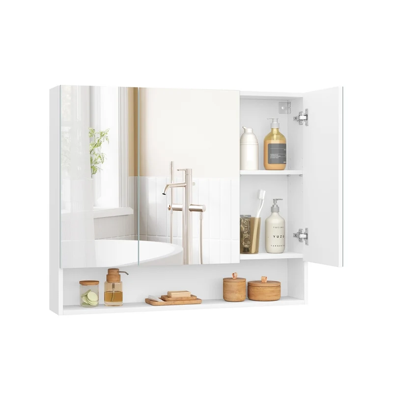 Armario de Baño con Puertas de Espejo 16,5 x 90 x 75 cm