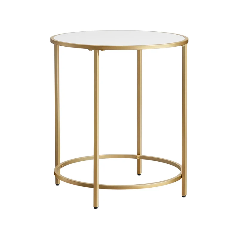 Mesa Auxiliar Redonda Dorado y Blanco