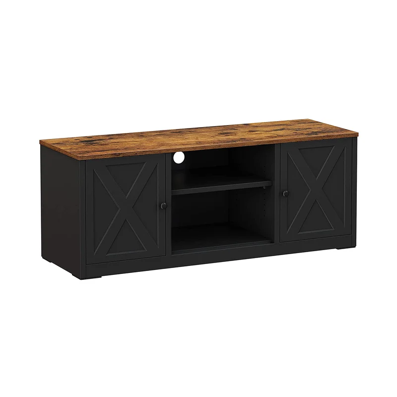 Mueble TV Marrón Rústico y Negro Mate