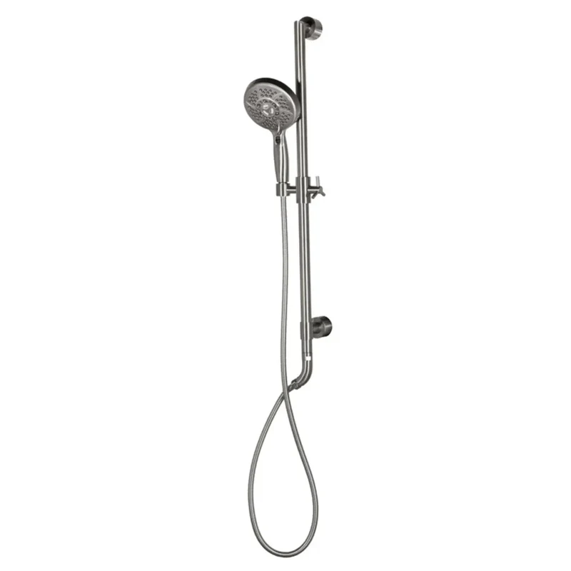 Top Shelf Brushed Nickel Shower System With A Slick Adjustable 23 Inch Slide Bar And Five Spray Handheld For A Straight Up Game Changing Bathroom Experience Today