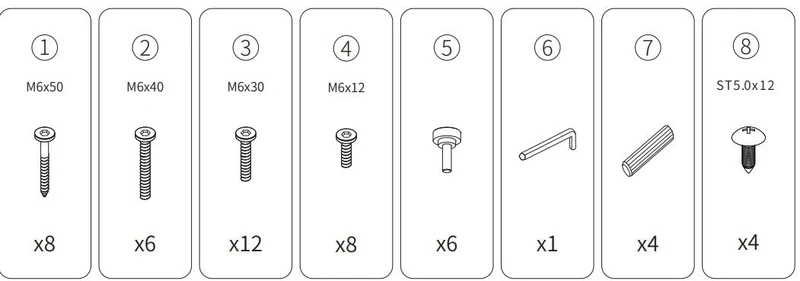 1-6 screw package for S2 desk frame