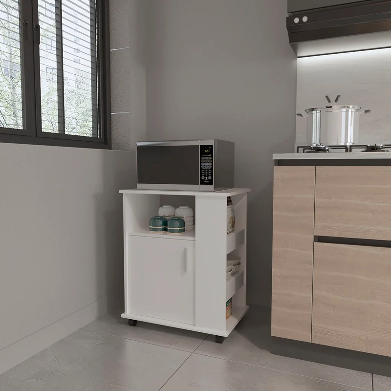 Armario inferiror Lower para microondas en melamina con gabinete y 4 estantes