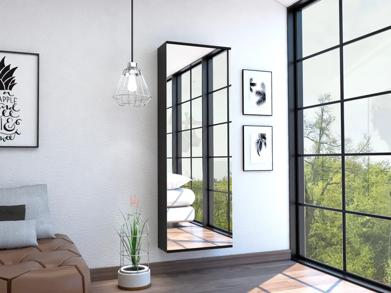 Zapatero Leto Montable en Pared con Espejo, Estilo Moderno y con Espacio, Wengue