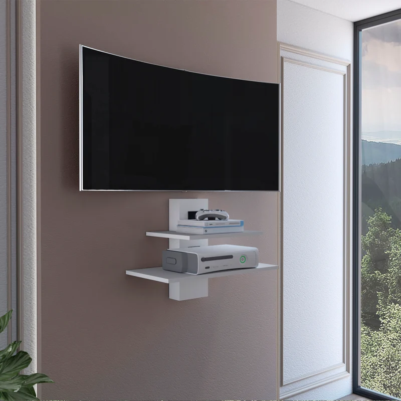 Estanteria Tv Burgos en melamina con dos estantes , Blanco 43.7 X 60.1 X 30 cm