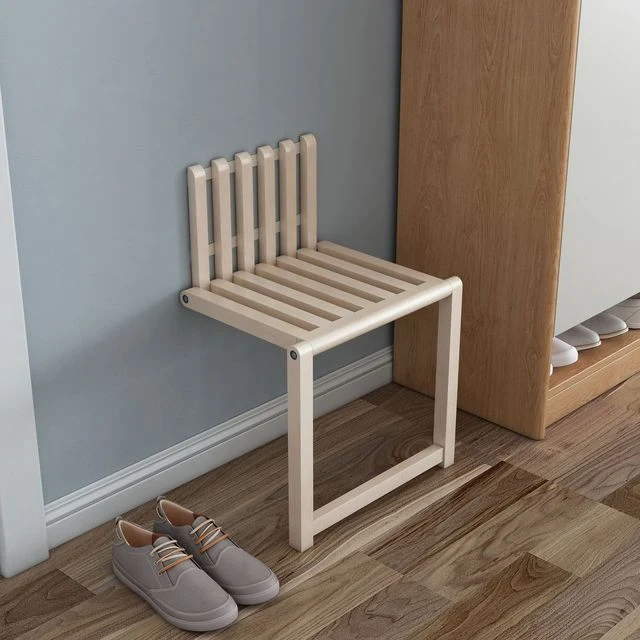 Taburete de madera plegable ultrafino de carga pesada para baño de entrada