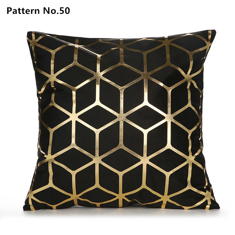 Funda de cojín con funda de almohada de lámina dorada 18 x 18 pulgadas 45 x 45 cm (Patrón No 50 ~ 67)