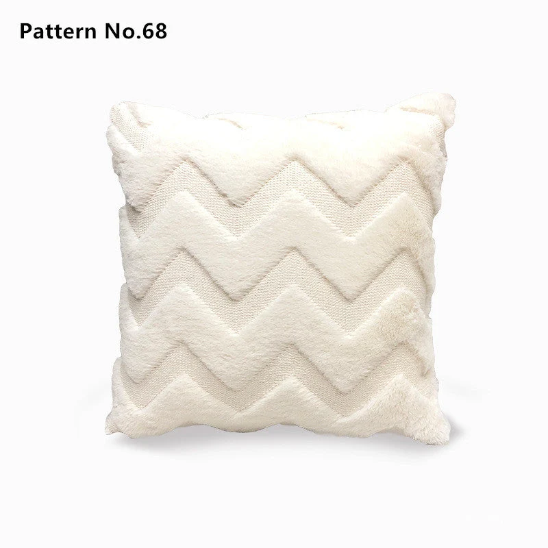 Fundas de almohada de tiro de lana corta de felpa suave de lujo 18 x 18 pulgadas 45 x 45 cm (Patrón No 68 ~ 91)