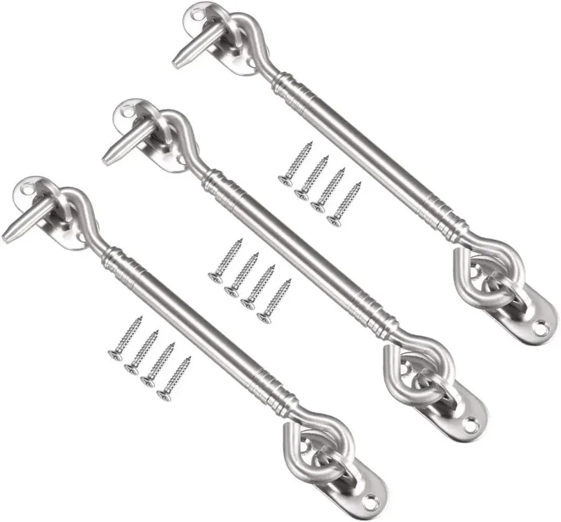 Tough As Nails Stainless Steel Hook Latch Kit Includes Mounting Screws Secure Your Gate Or Cabinet Door Fast Windproof Protection Hardware Does The Job Right Holds Tight Against The Breeze Solid Construction 3 Pack