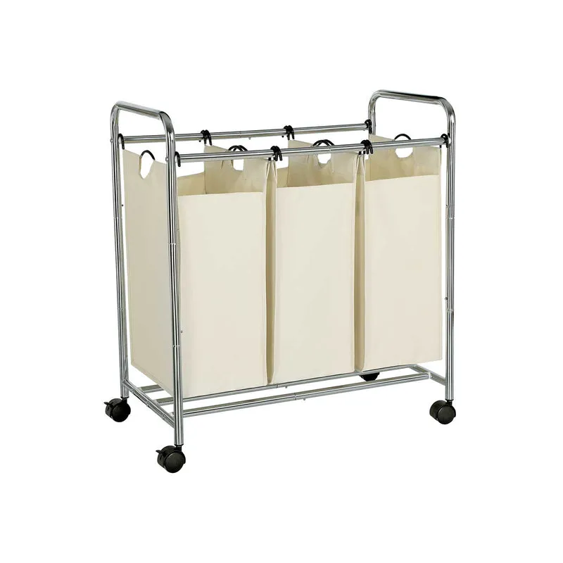 Cesta para Ropa con Compartimentos con Ruedas con Asas Bolsas Extraíbles