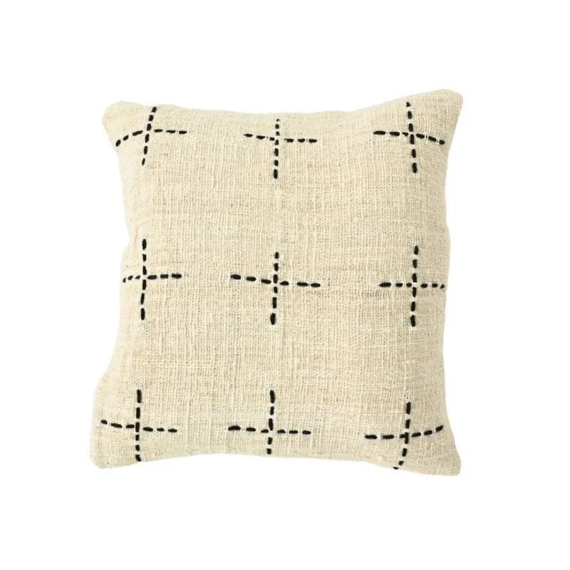 Bali Cushion Cover | White 45x45cm | Hand Stitch Motif