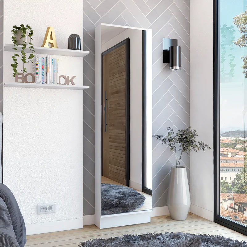 TUHOME Zapatero de Pared, blanco