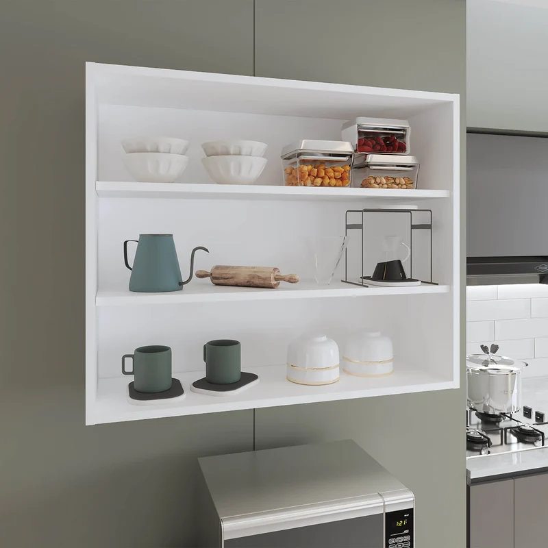 TU HOME Gabinete de Pared Chinle en Melamina con Almacenamiento Abierto, Blanco.