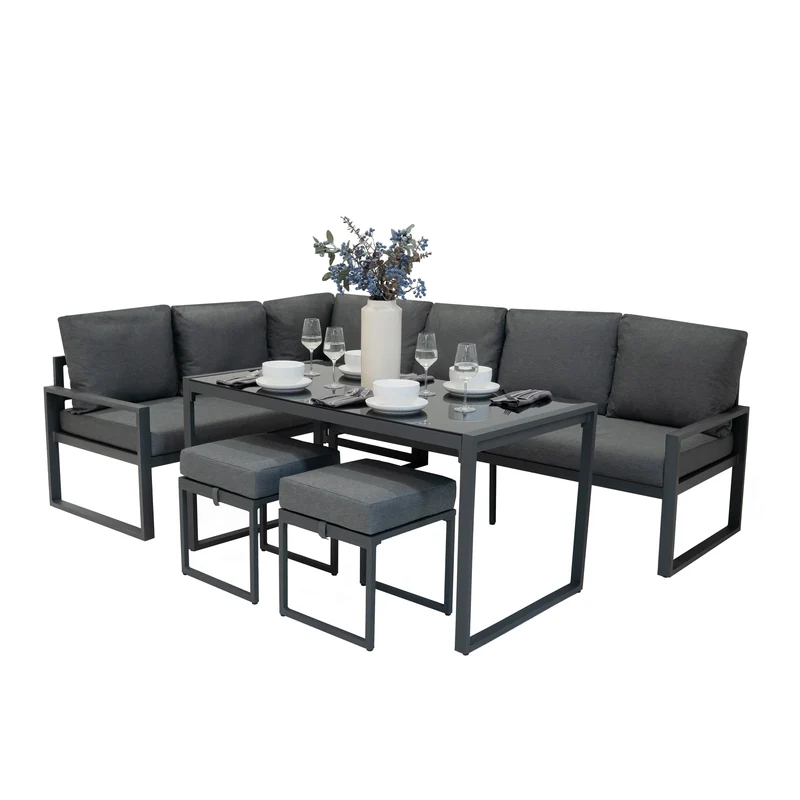 Sofa Esquinero para Exteriores de aluminio 7 plazas - Antracita