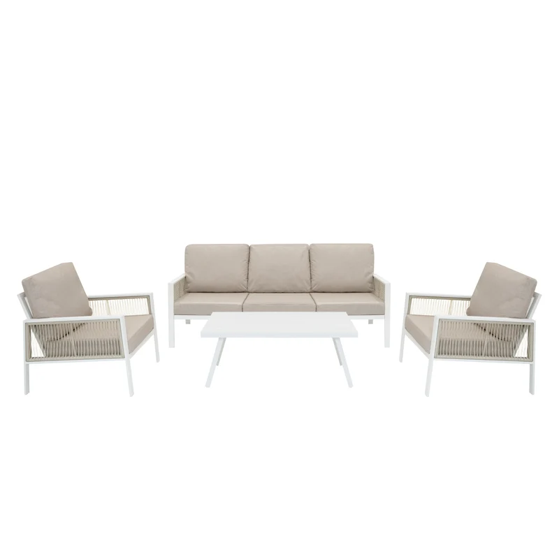 Conjunto para Exteriores de aluminio 5 plazas (4 piezas) -Blanco