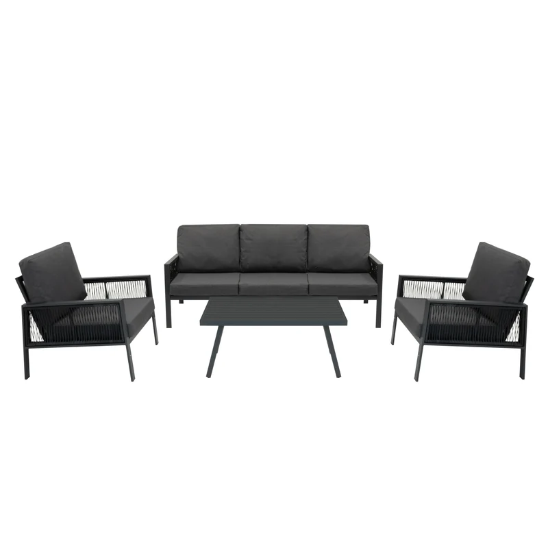 Conjunto para Exteriores de aluminio 5 plazas (4 piezas) - Gris Antracita
