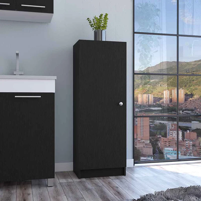 Alacena Belleria en melamina con 1 puerta y 4 estantes , negro , 120.6 cm X 43.1 cm X 31.3 cm