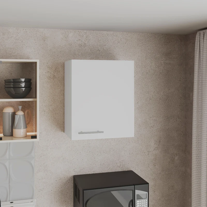 Armario Manchester en melamina con 2 estantes y 1 puerta , blanco , 60 cm X 50 cm X 33.5 cm
