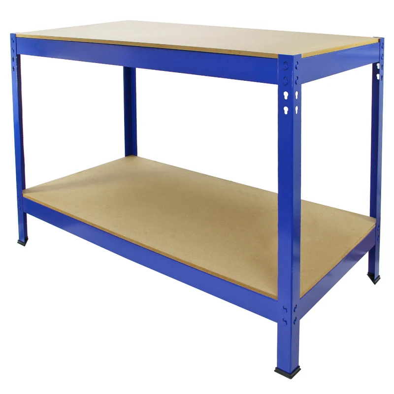 Mesa de Trabajo Q-Rax de Acero Sin Tornillos Azul 120cm x 60cm x 90cm