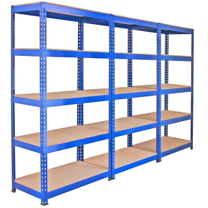 3 Estanterías Metálicas Azules Q-Rax de 90 x 50 x 180cm