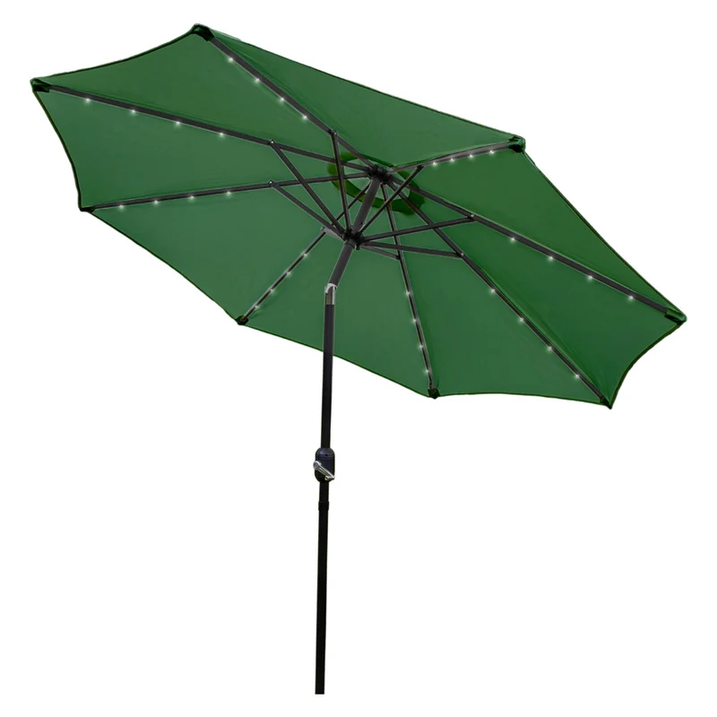 Sombrilla Voladiza Inclinable de 2.7m con Luces LED - Verde